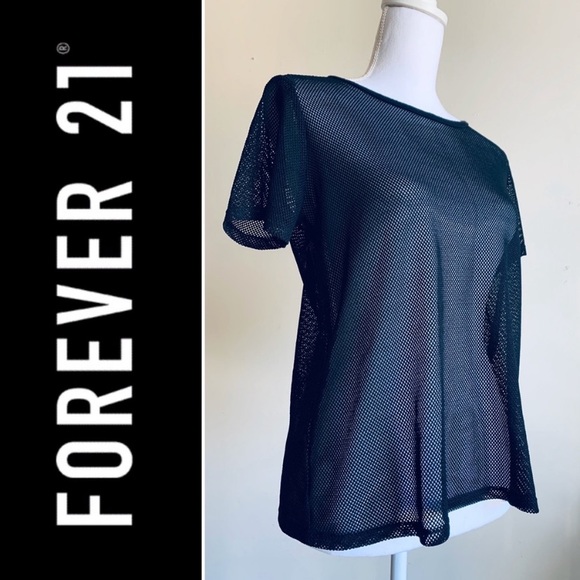 Forever 21 Tops - ❤️SOLD❤️Forever 21 Black Short Sleeve Mesh Shirt